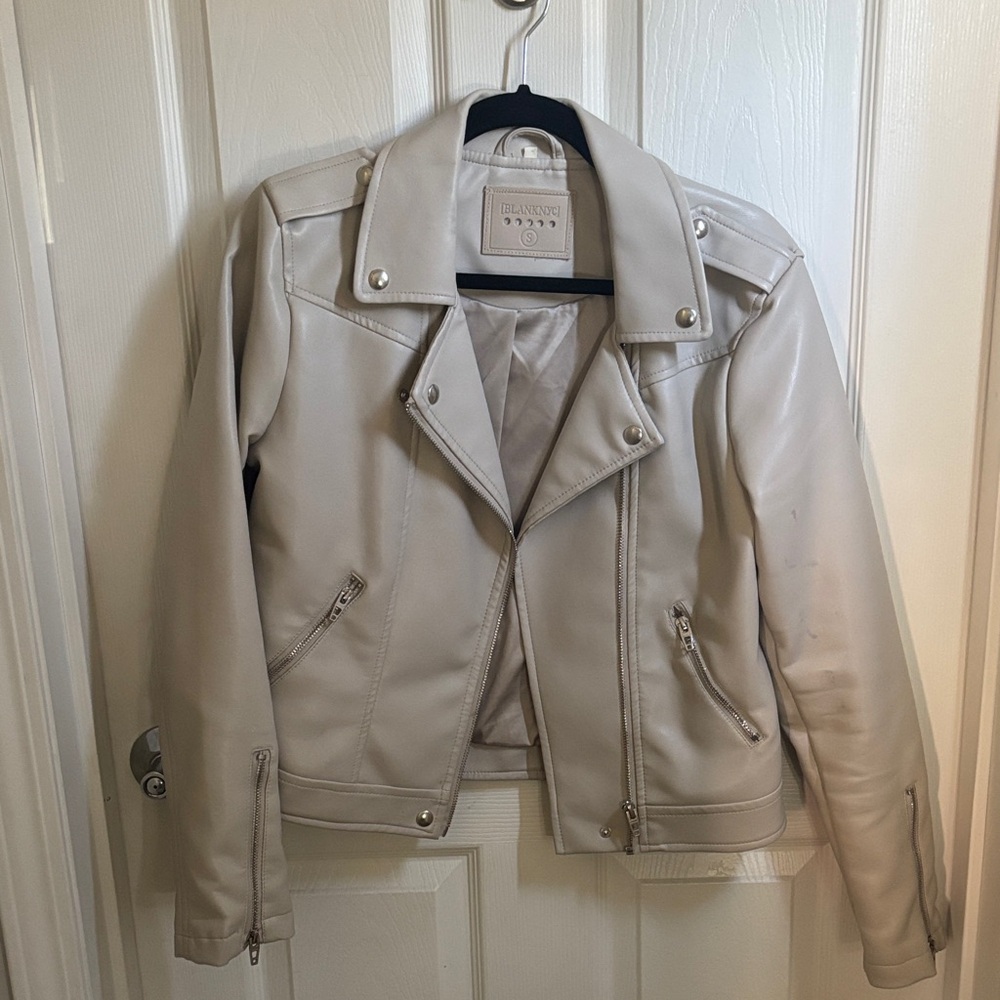 Blank NYC Light Beige Faux Leather Jacket